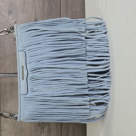 Rebecca Minkoff Stylish Blue Fringe Suede Leather Crossbody Shoulder Bag - Picture 2 of 14